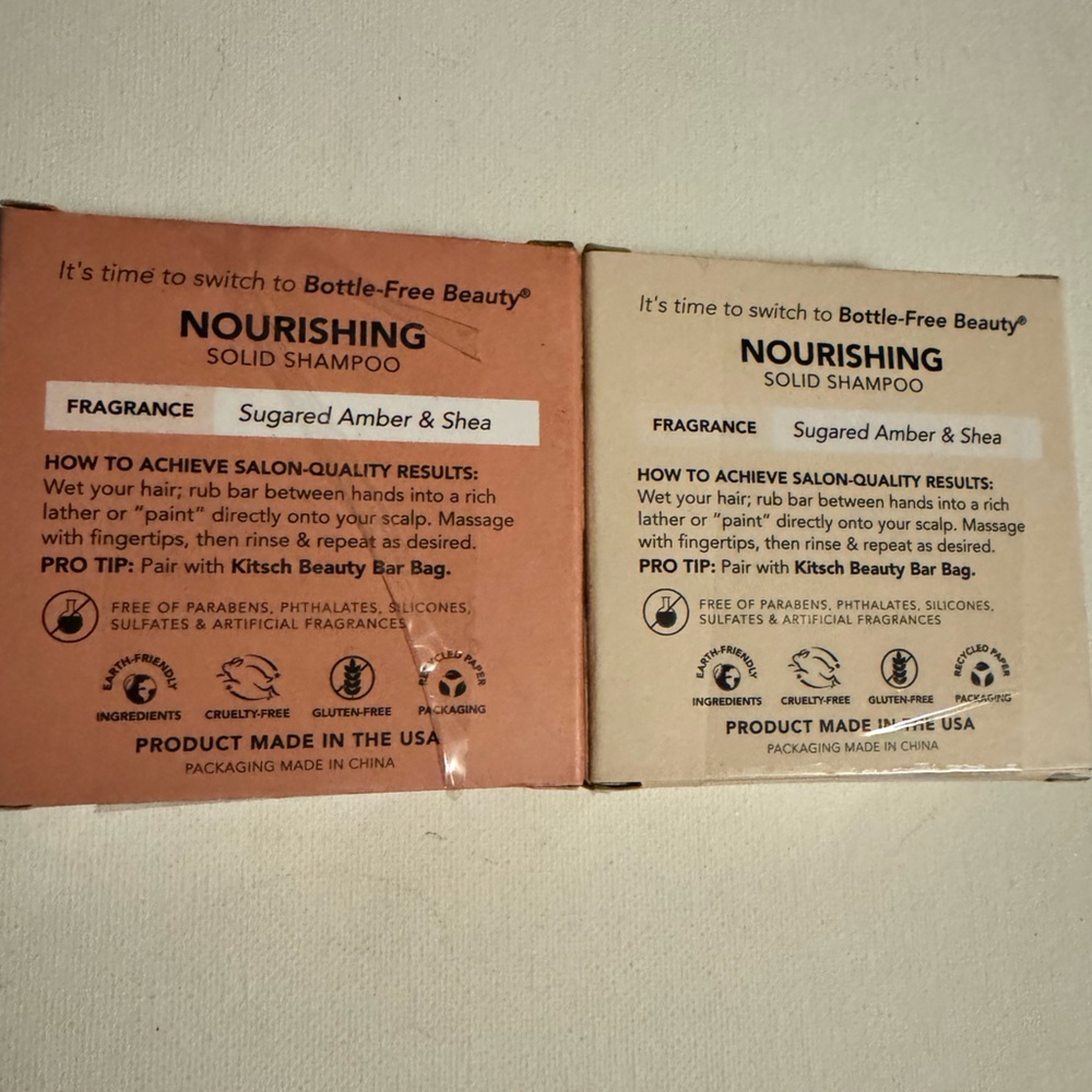 KITSCH Nourishing Solid Shampoo Bar Duo (Castor Oil + Sugared Amber & Shea)- NIB - Picture 2 of 7